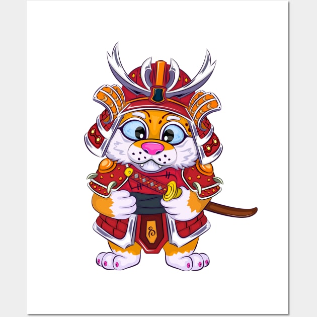 Cartoon Samurai Tiger. Wall Art by AndreKENO